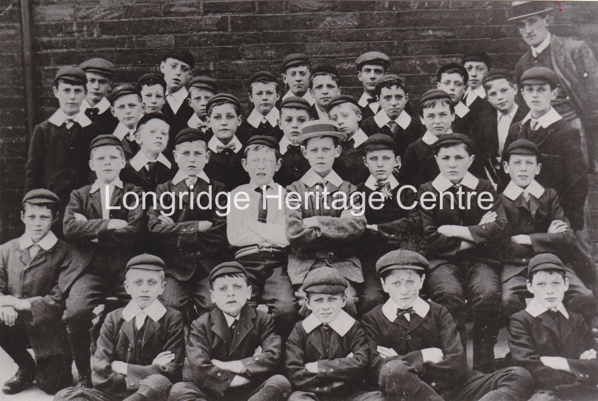 520A - Probably Council School in Chapel Street - School teacher and boys - Unknown